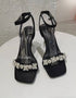 Luxury Rhinestones Strap Buckle Heel
